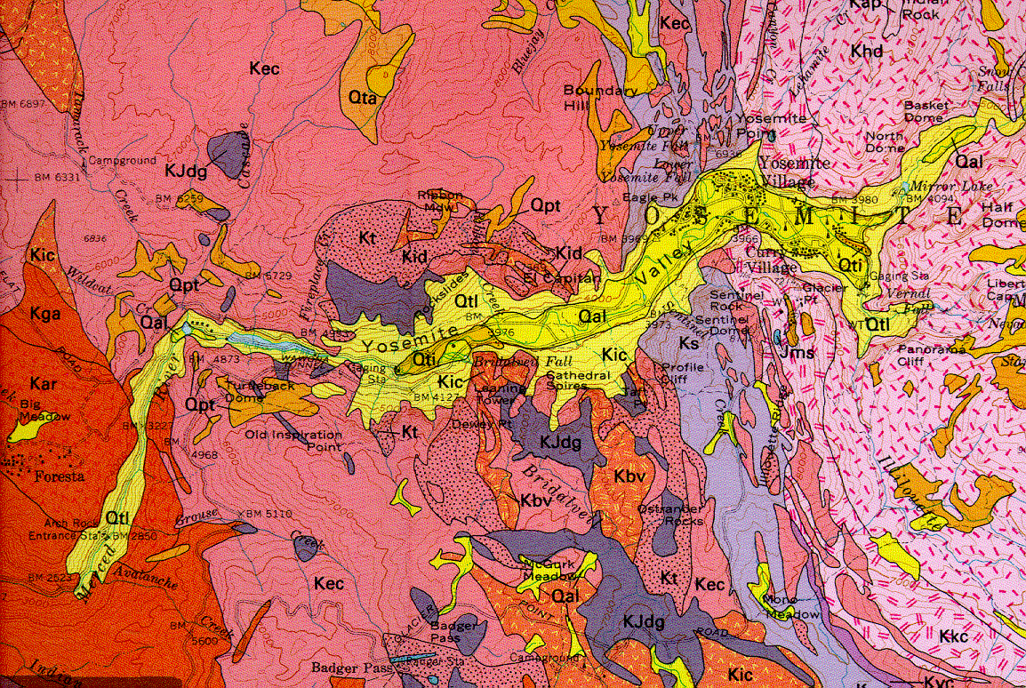 Geologic Map of Yosemite Valley region
